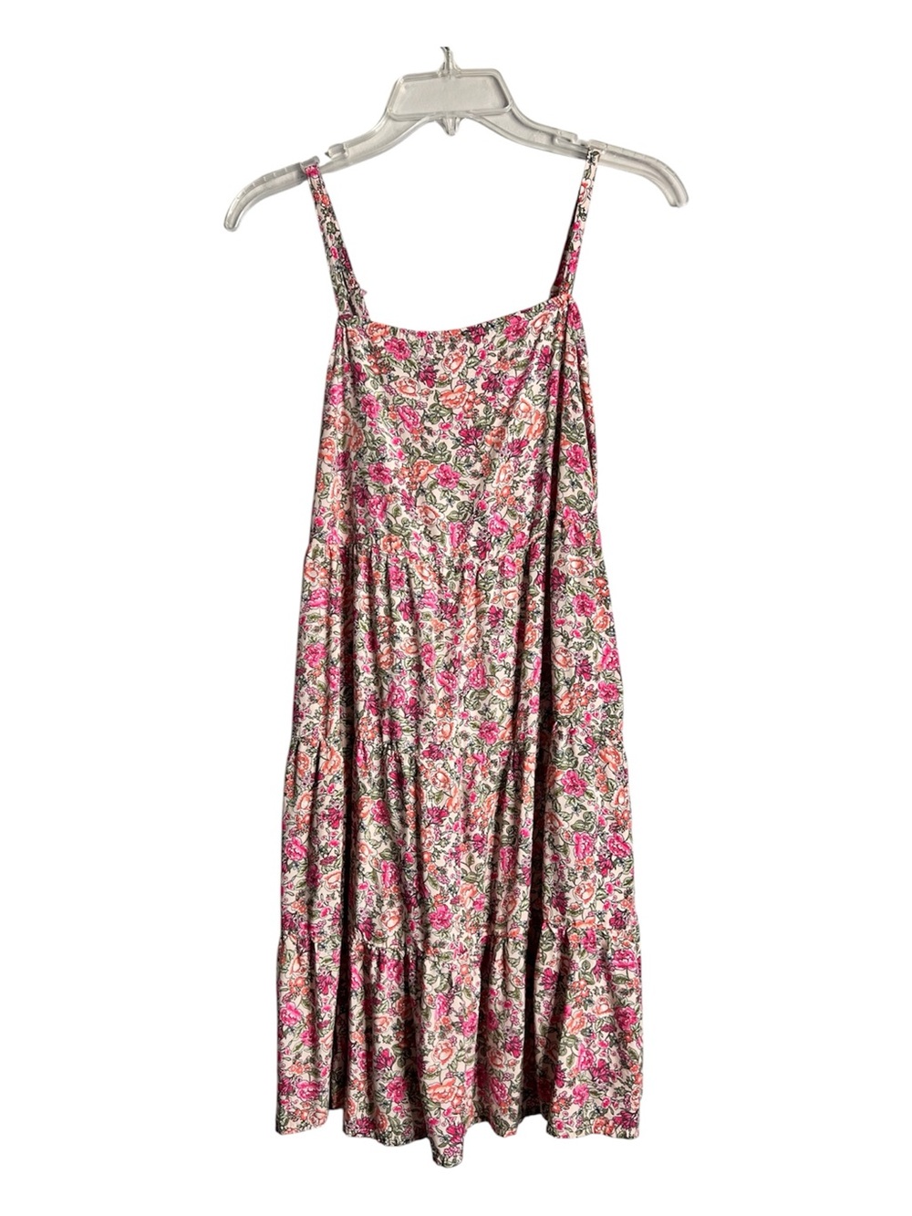 Old Navy Pink Floral Tiered Cami Sundress Cottagecore Boho Strappy Mini SZ S